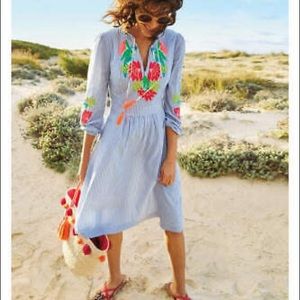 BODEN Marla dress seer sucker and embroidered